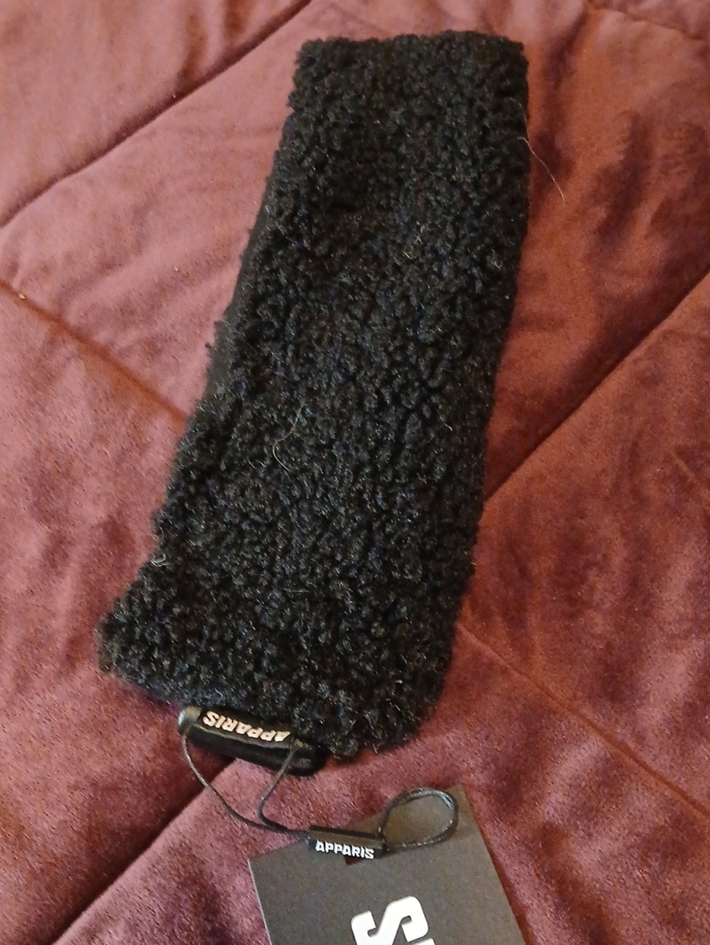 Apparis Black Faux Shearling Ear Warmer Headband